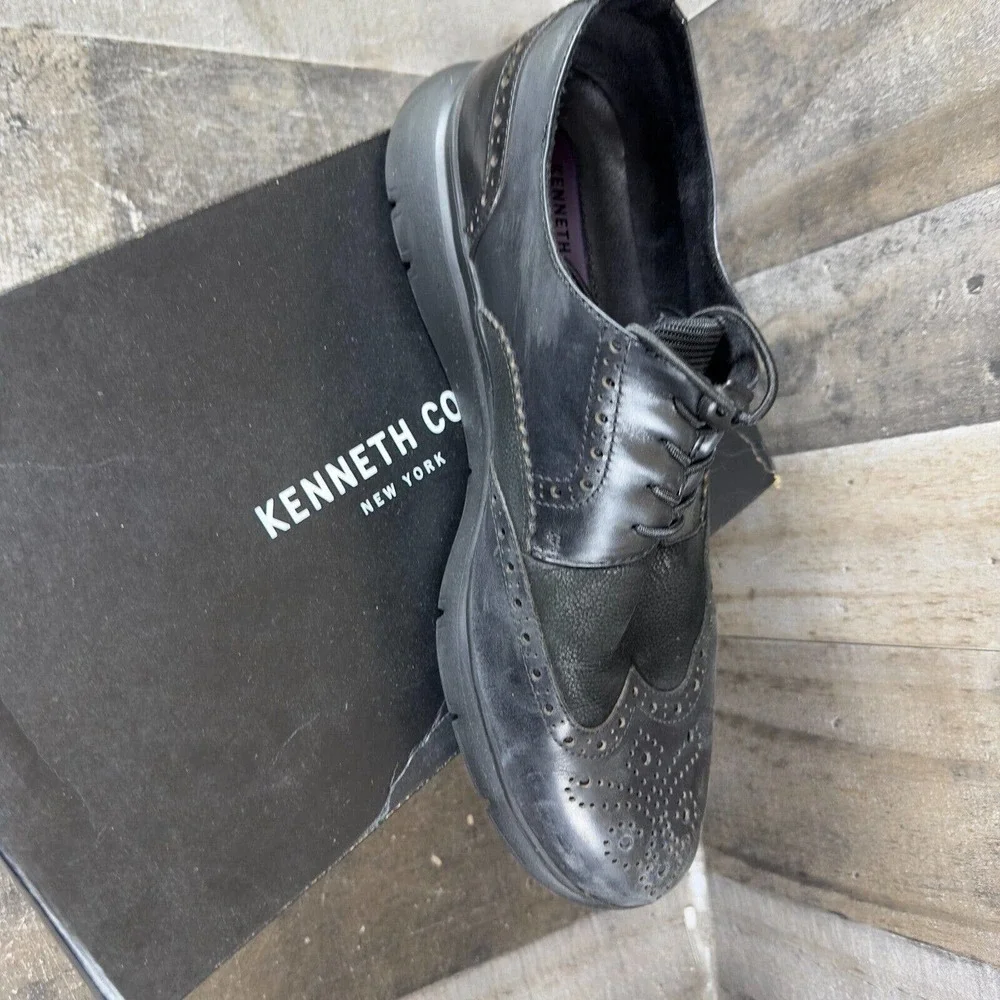 Kenneth Cole‎ Mens Trent Black Wingtip Dress Shoes Size 11